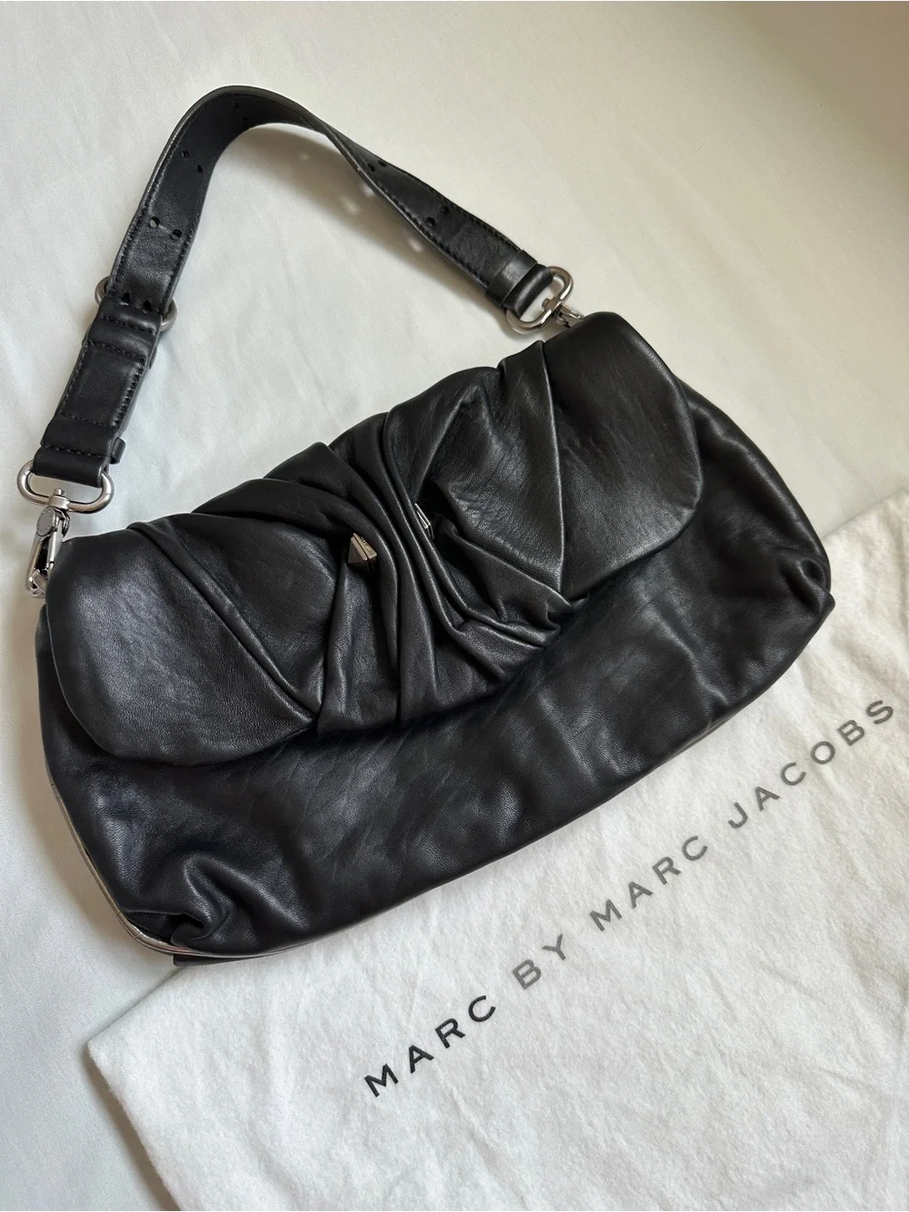 Marc by Marc Jacobs Black Leather Shoulder Bag - Remove Strap Converts to Clutch